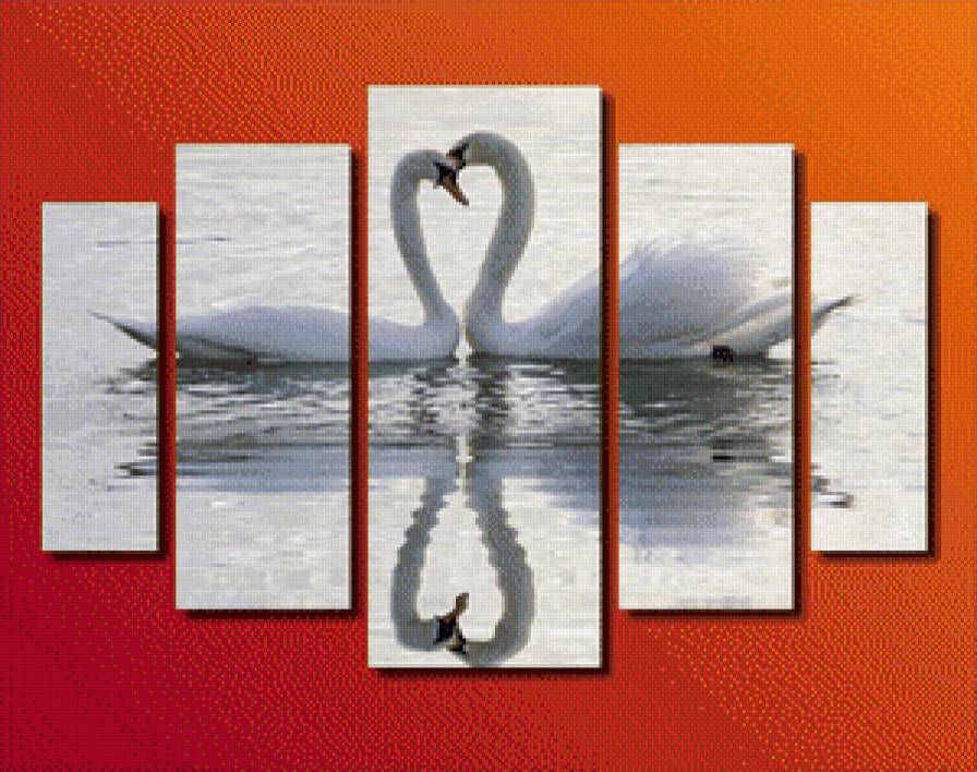 триптих - триптих, лебеди - предпросмотр