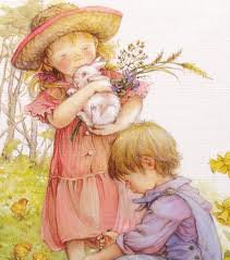 детки и зверушки - милые, люди, детское, зверята, дети, живопись, животные - оригинал