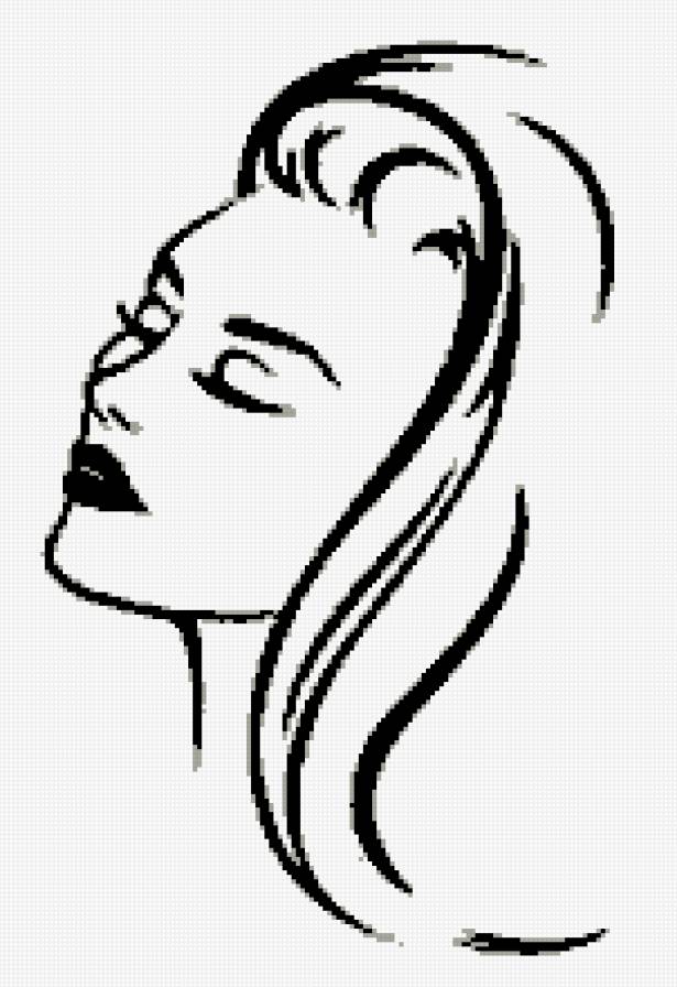 силуэт лица девушки - черно белое, девушка, лицо - предпросмотр