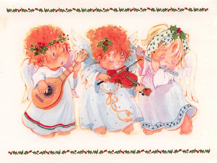 новогодние ангелочки - рождество, детское, ангелы - оригинал