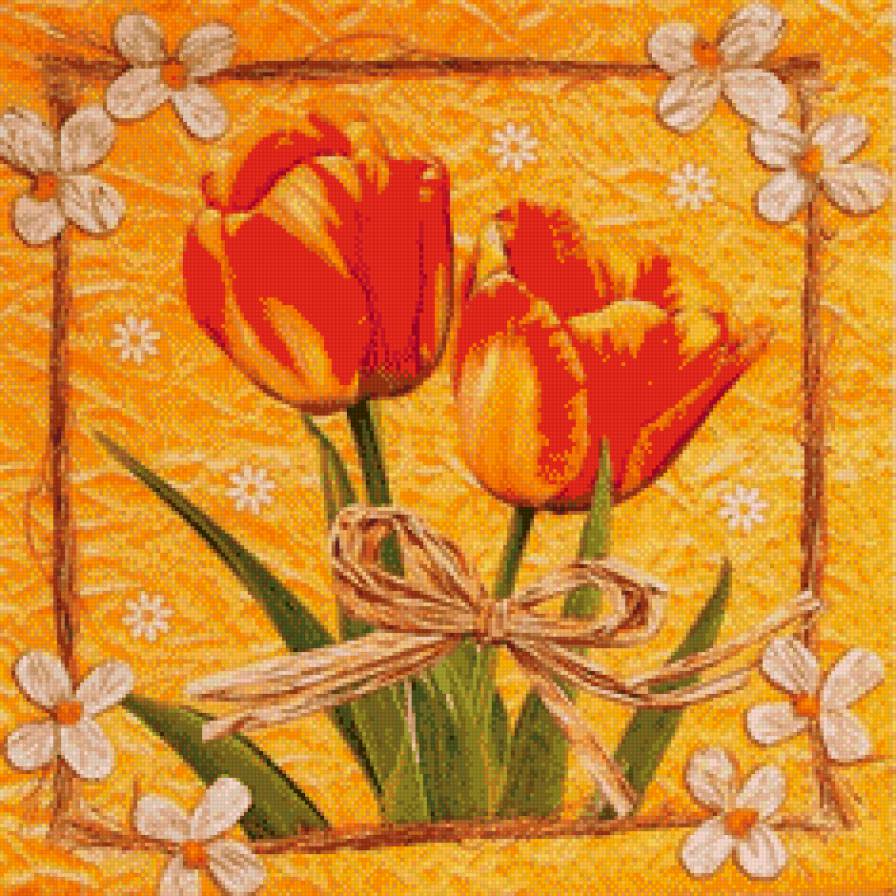 подушка - подушка, тюльпаны, букет, цветы - предпросмотр