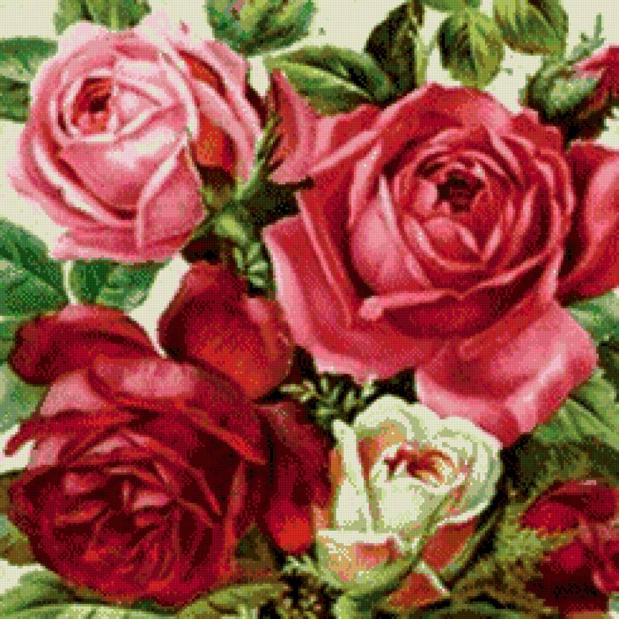 розы на подушку - подушка, розы, цветы, букет - предпросмотр