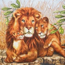 Оригинал схемы вышивки «семья львов» (№475231)