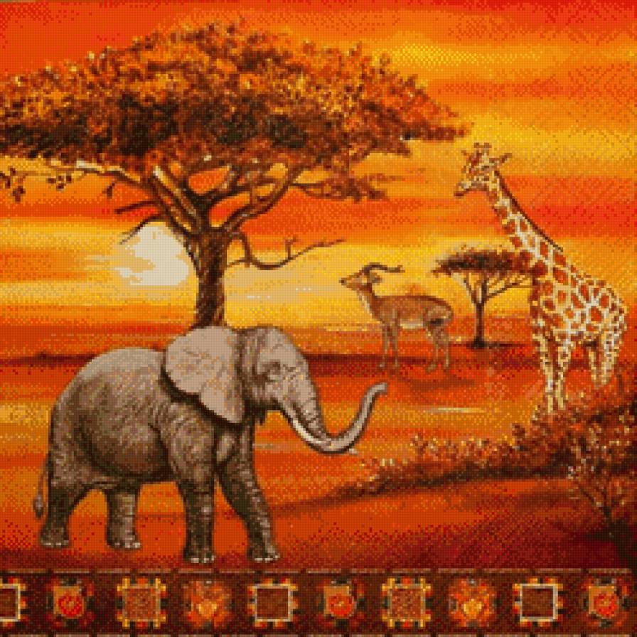 сафари - красочно, африка, подушка - предпросмотр