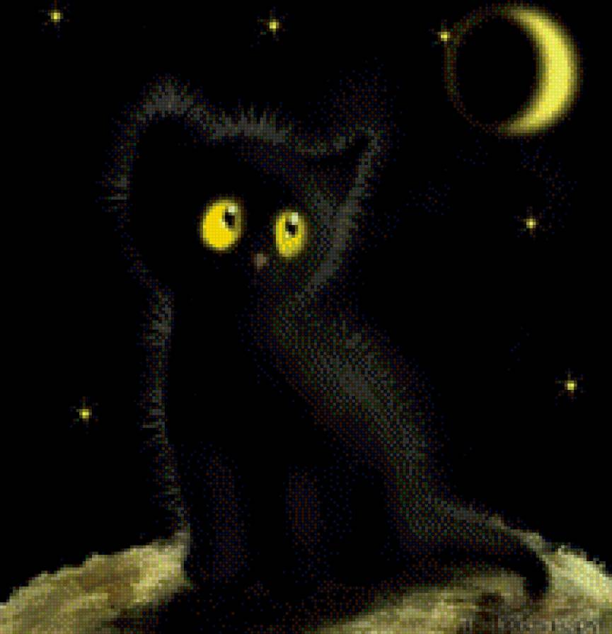 Черный кот - коты, животные - предпросмотр