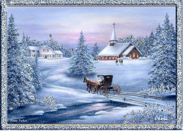 Зимний пейзаж - домик, пейзаж, зима - оригинал