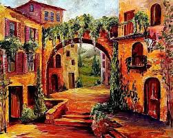 италия - арка, яркое, живопись, пейзаж, город - оригинал