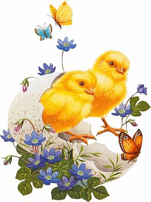 пасхальные мотивы - яйца, цыплята, цветы, пасха - оригинал