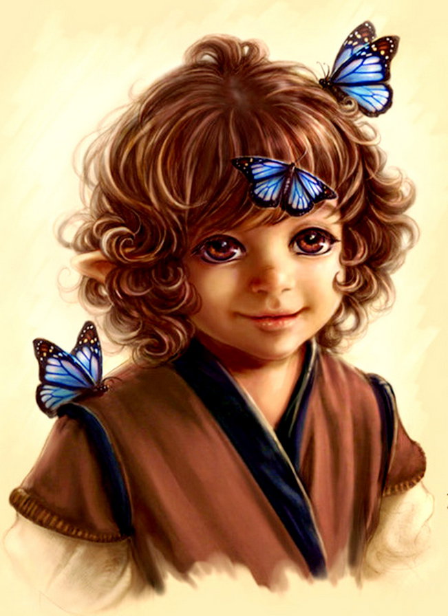 милашка - бабочка, эльф, ребенок, портрет - оригинал