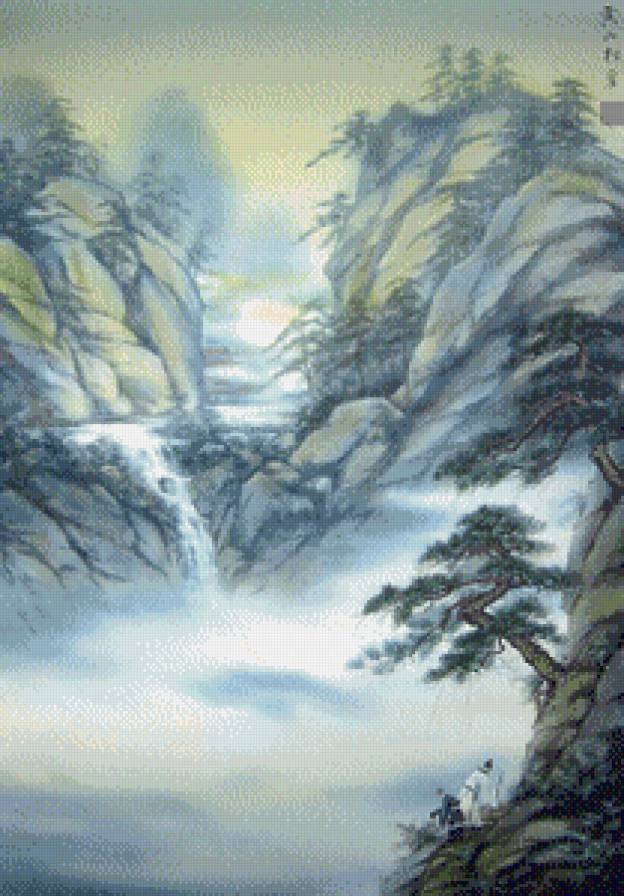 Бездонное ущелье - восточная живопись - предпросмотр