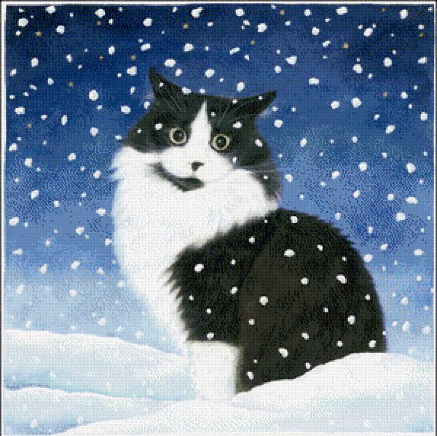 Серия "Кошки" - снег, животные, кошки - предпросмотр
