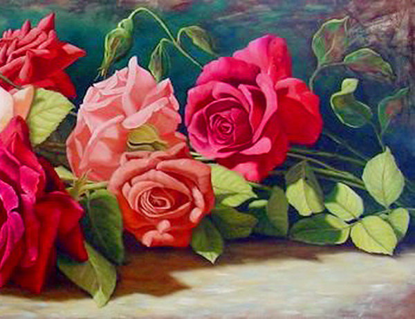 розы часть 2 - живопись, цветы, роза, букет - оригинал