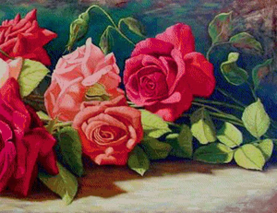 розы часть 2 - роза, букет, цветы, живопись - предпросмотр
