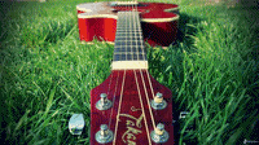 Гитара - трава, музыка, гитара - предпросмотр