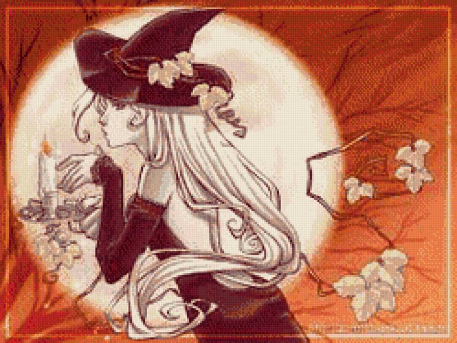 хеллоуин - ведьма, девушка, магия, фэнтези - предпросмотр