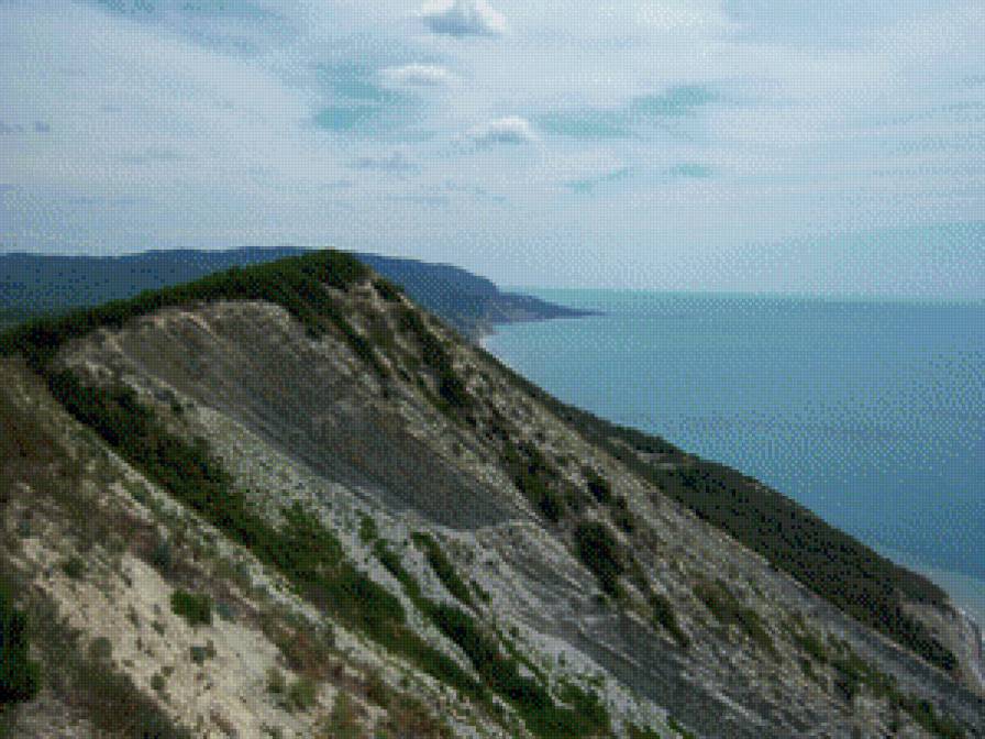 вид на мыс Св.Креста близ г.Анапы - лето, юг, горы, море - предпросмотр