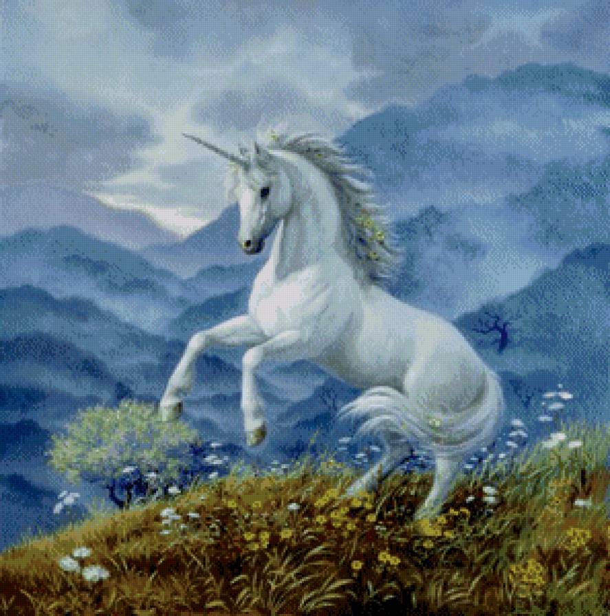 Серия "Единороги" - кони, единороги, пейзаж, сказка, животные, лошади - предпросмотр