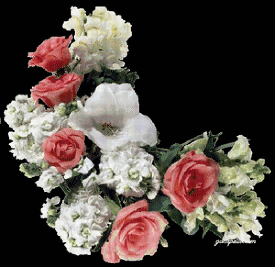 Роза - цветы, букет, узоры, роза, подушка - предпросмотр