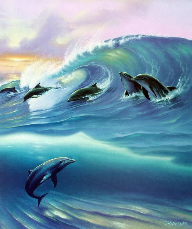 Дельфины - волна, дельфины - оригинал
