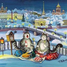 Схема вышивки «коты Петербурга»