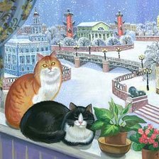 Схема вышивки «коты Петербурга»