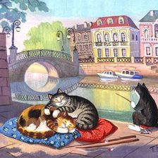 Схема вышивки «коты Петербурга»