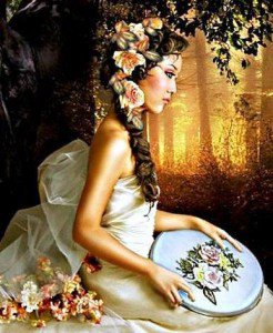 Рукодельница - лес, девушки, розы - оригинал