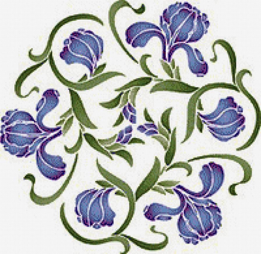 Орнамент. Ирисы. - ирисы, орнамент, цветы - предпросмотр