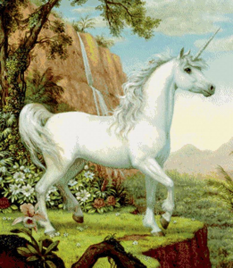 Серия "Единороги" - животные, лошади, единороги, кони, сказка, пейзаж, цветы, горы - предпросмотр