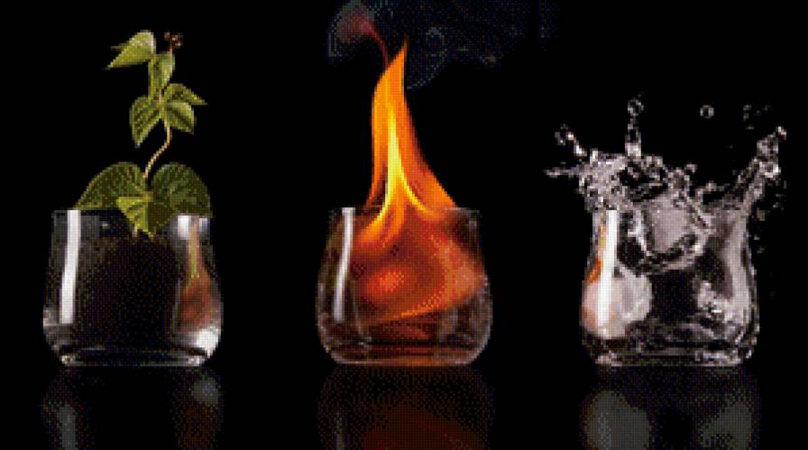 Стихии в бокалах. - в бар, стекло, стихии, земля, огонь, для кухни, бокалы, вода - предпросмотр