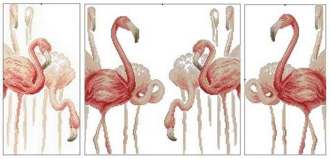 Триптих"Фламинго" - птицы, триптих - оригинал