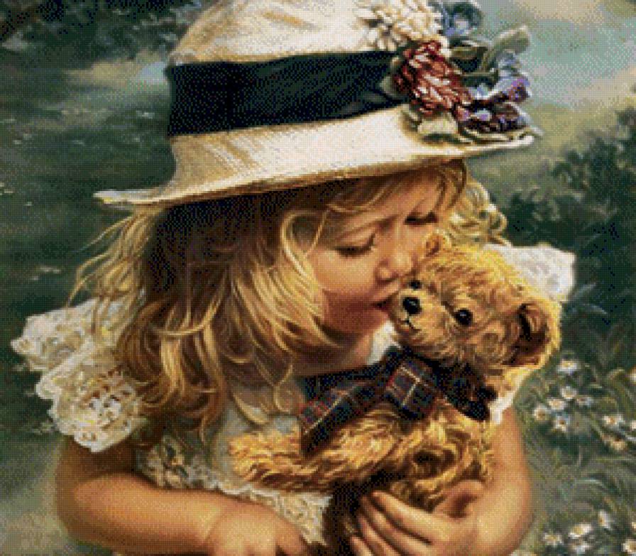 девочка - девочка, мишка - предпросмотр