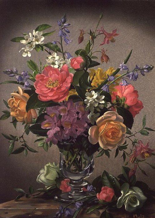 №479779 - букет, живопись, натюрморт, albert williams, цветы - оригинал