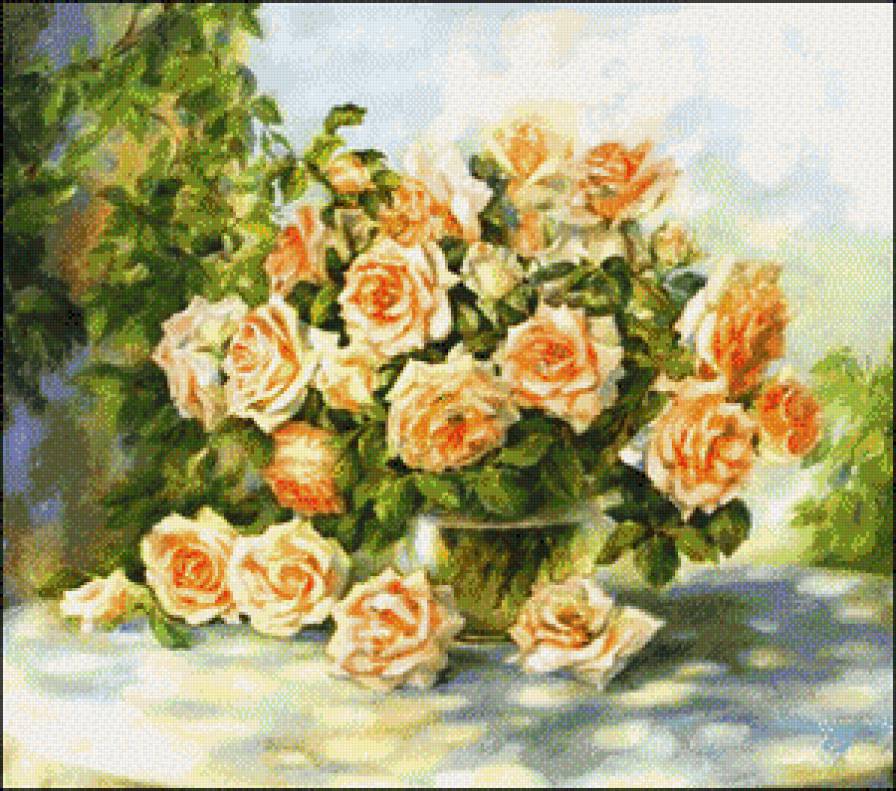 букет роз в вазе - розы, натюрморт, цветы - предпросмотр