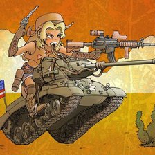 Схема вышивки «Девушка ковбой на танке»