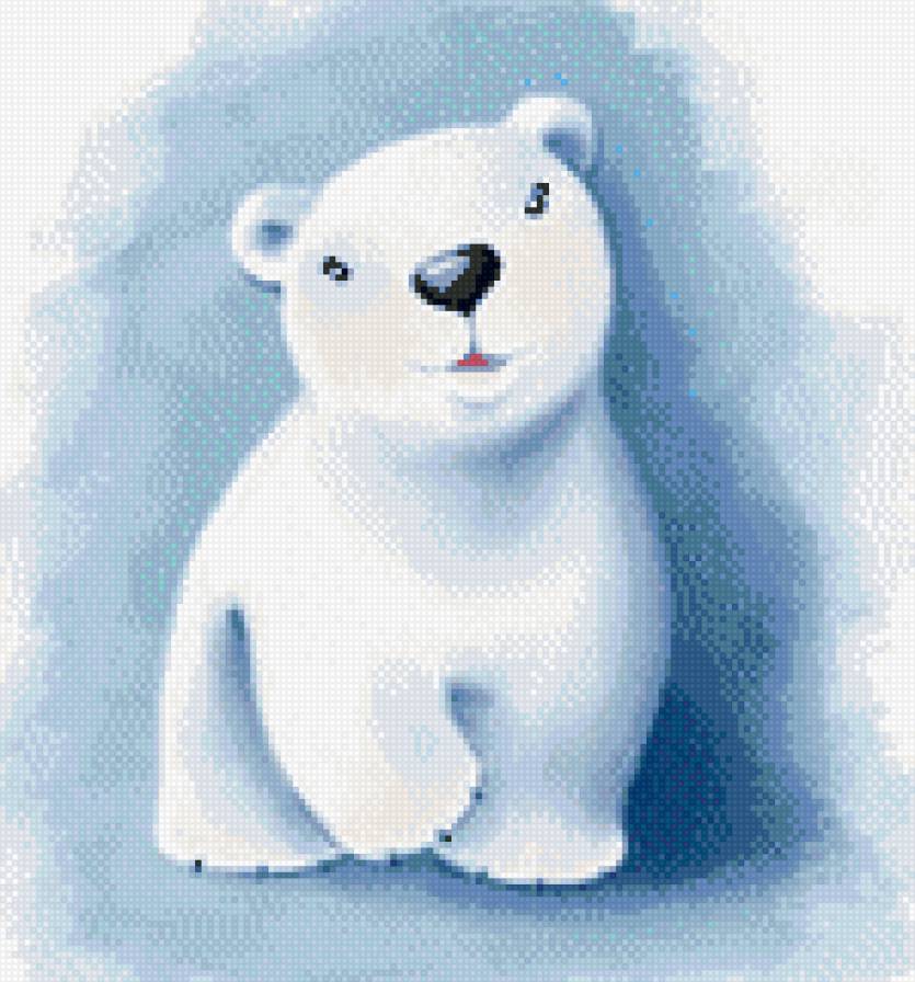 Мишка - голубой фон, детское, мишки - предпросмотр