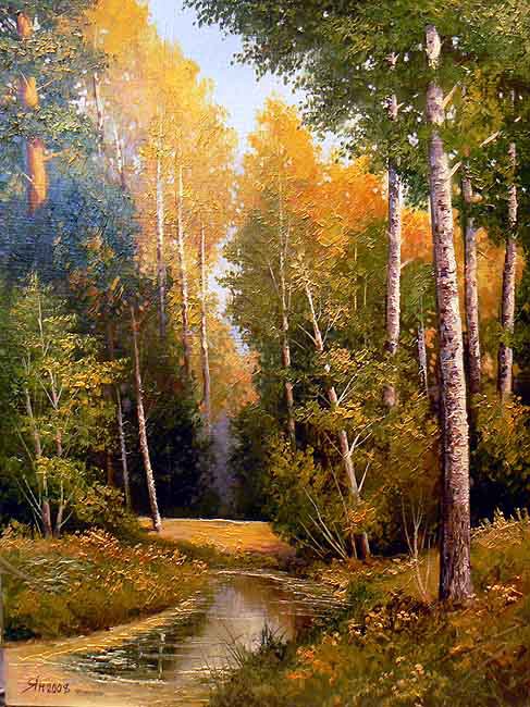осенний пейзаж - деревья, осень, природа, вода, река - оригинал