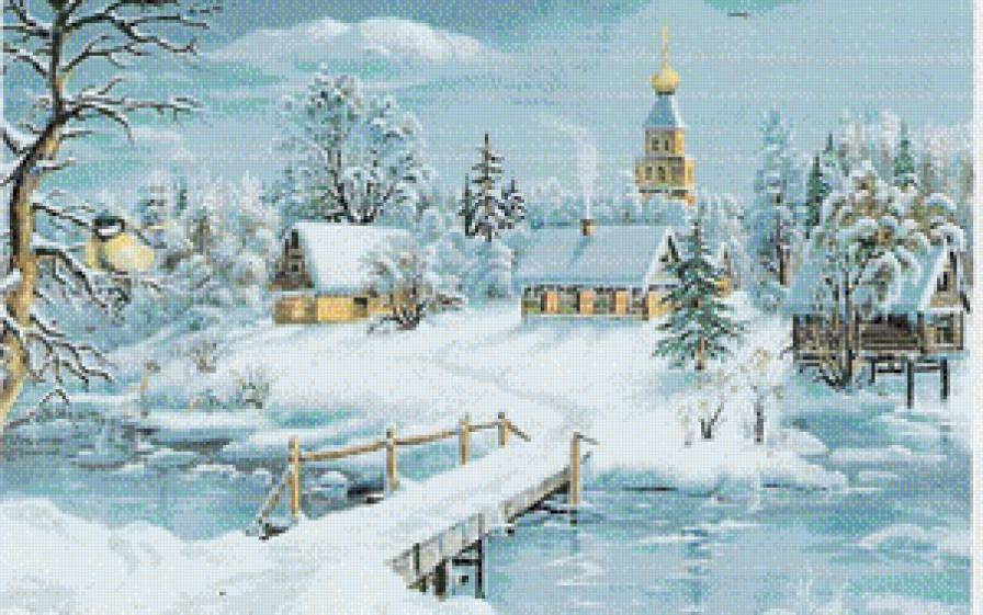серия: зима - картина, зима, пейзаж - предпросмотр