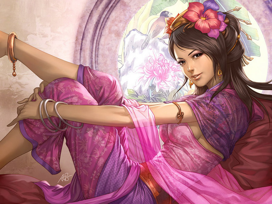 девушка в розовом - оригинал