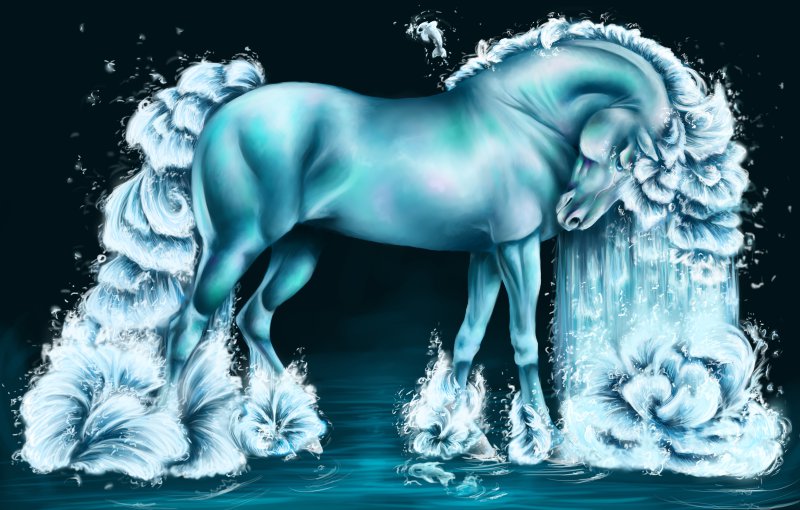 красивые лошади (подборка) - кони, год лошади, красиво, фэнтези, вода, животные - оригинал