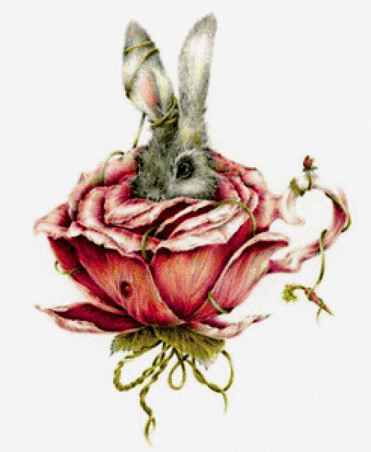 один из знаменитого чаепития - фэнтези, роза, заяц, чашка, сказка - предпросмотр