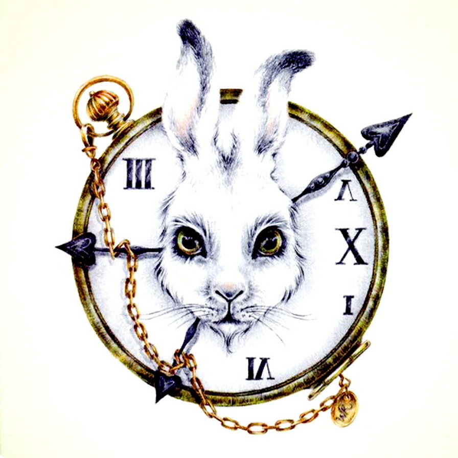 Алиса в стране чудес кролик с часами рисунок