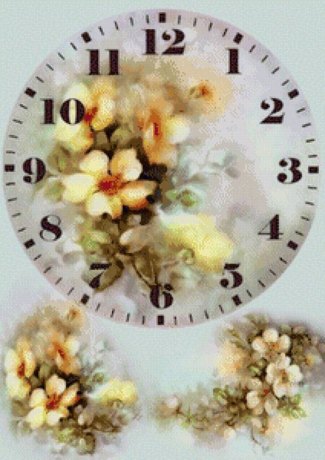 Часы - часы, цветы - предпросмотр
