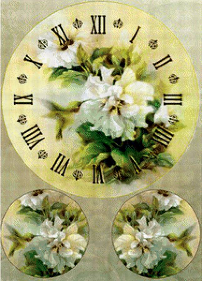 Часы - часы, цветы - предпросмотр