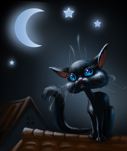 Кошка на крыше - кошки - оригинал