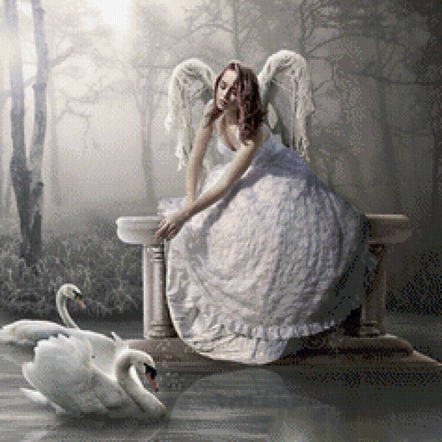 лебединое озеро - лебедь, девушка, ангел - предпросмотр