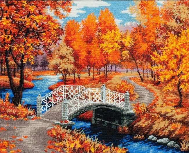 Мостик - осень, природа, пейзаж, речка, парк - оригинал