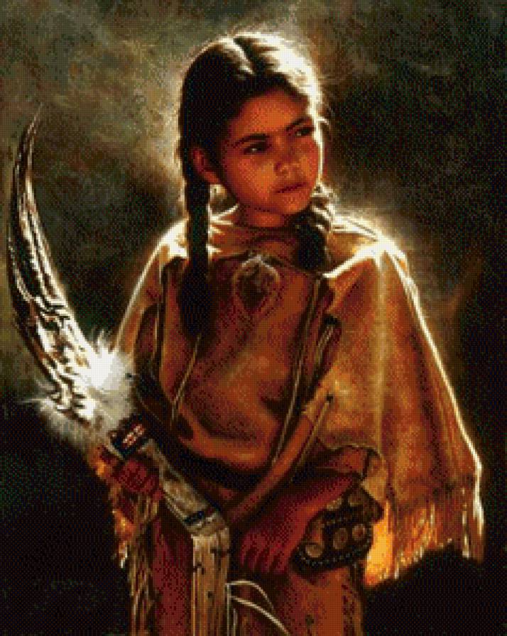 Индейские мотивы - девочка, индейские мотивы - предпросмотр