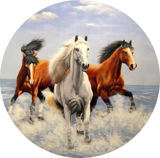 Шальная тройка - лошади, круглые, море - оригинал