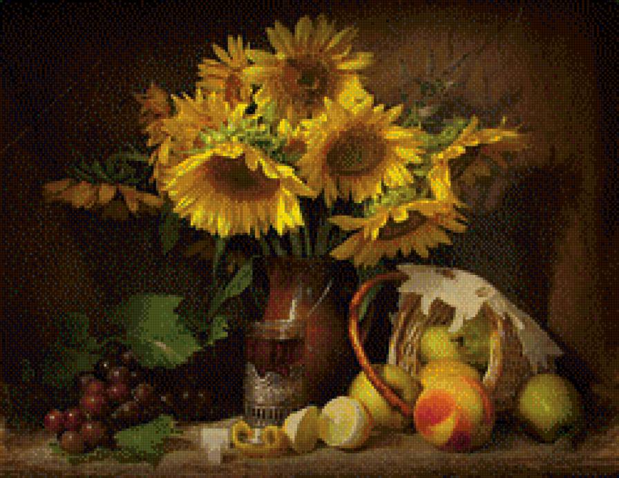 натюрморт-подсолнухи - натюрморт, подсолнухи, цветы - предпросмотр